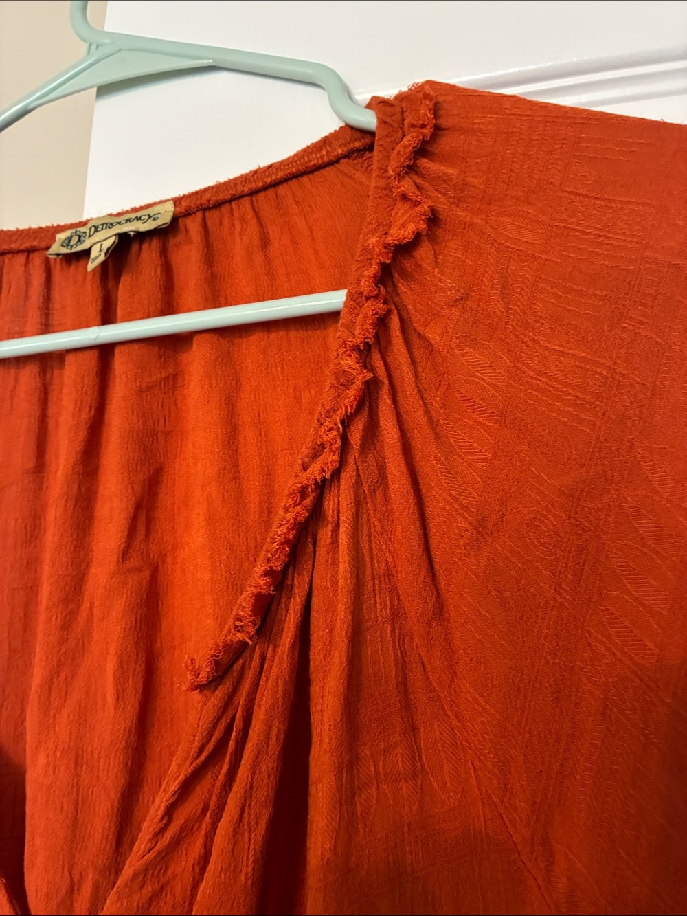 Democracy Rust Orange Button-Front Peasant Tunic - Picture 6 of 8